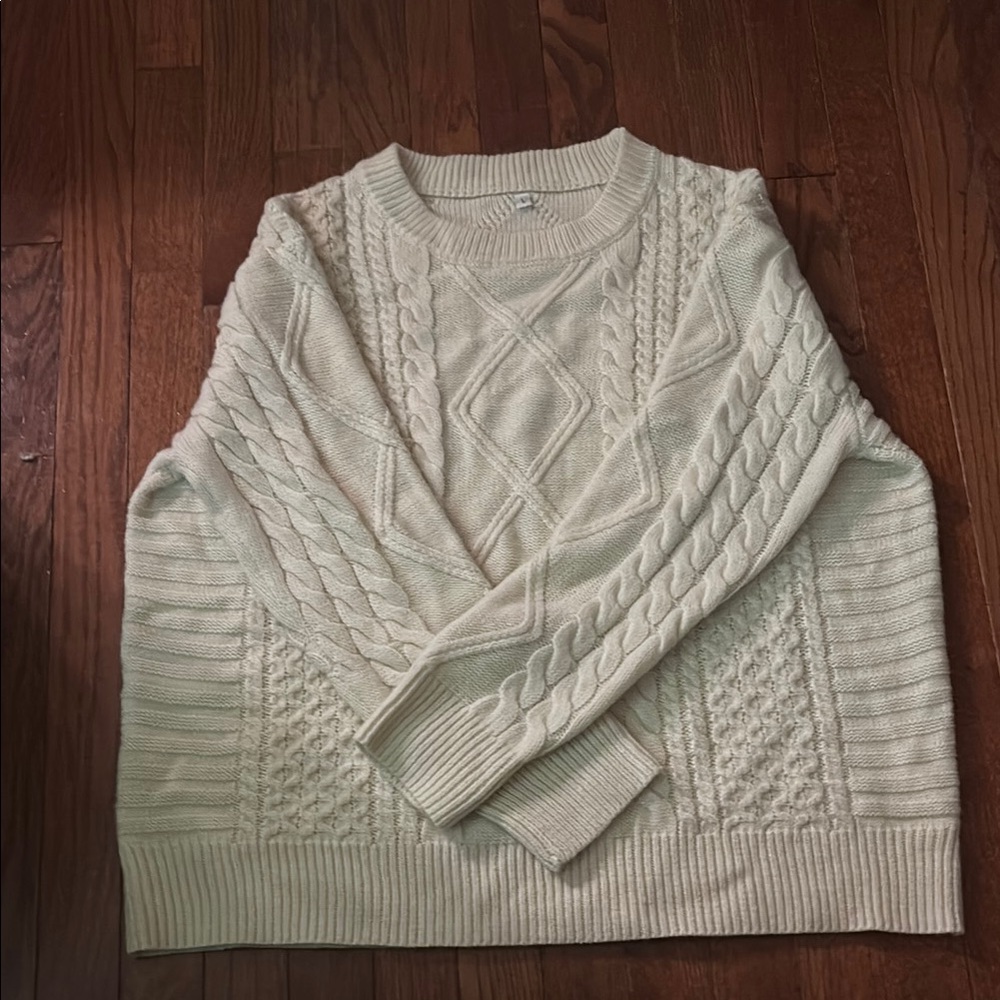 Women's Cream Cable Knit Sweater